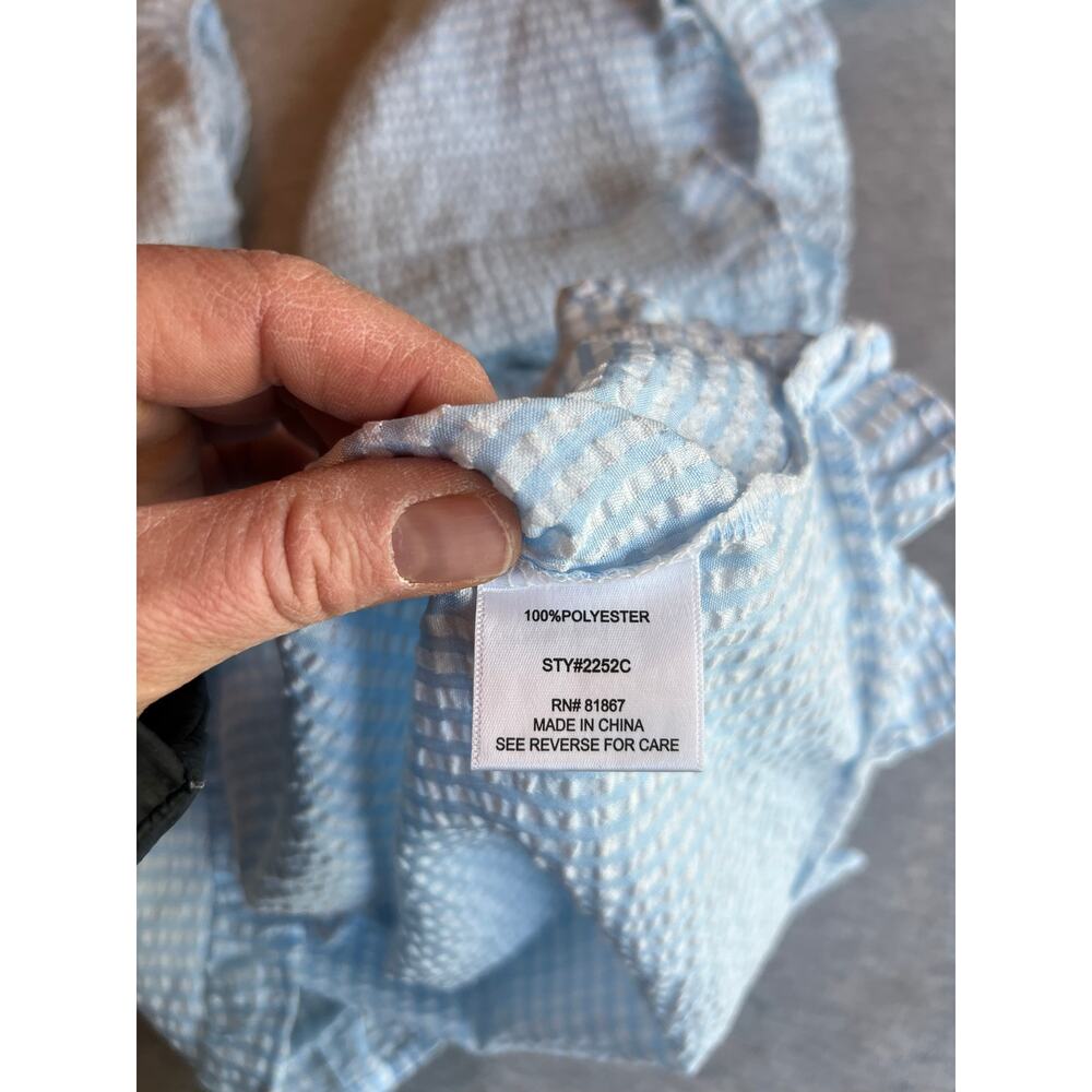 Kikit blue & white gingham pajama set women's small tank top & shorts - Picture 5 of 5